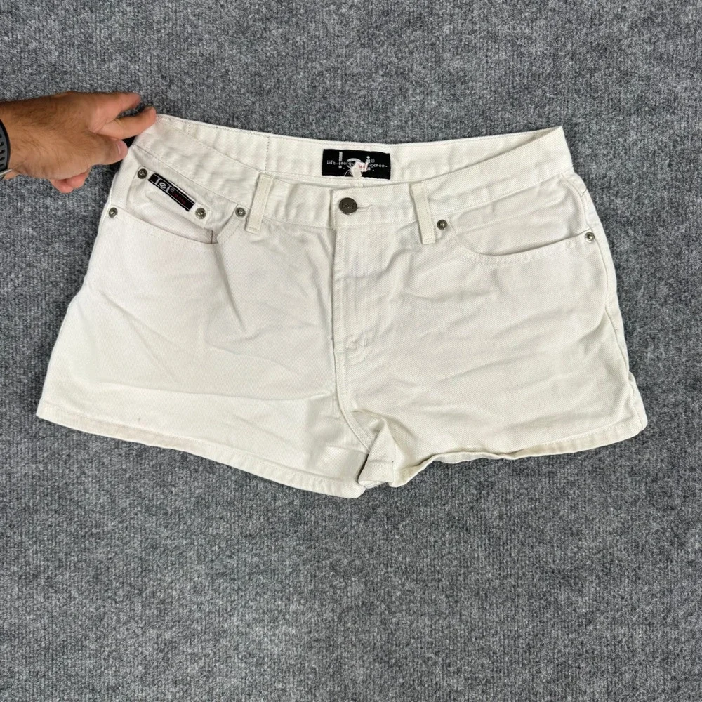 L.E.I. Denim Shorts Womens Size 13 White Cotton Y2K Casual Mini Jean Shorts